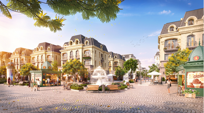Quảng trường Kinh đô ánh sáng với cảm hứng kiến trúc Pháp cổ đặc trưng, được ví như Champs Elysse của “Quận Ocean”. Ảnh: Vinhomes.